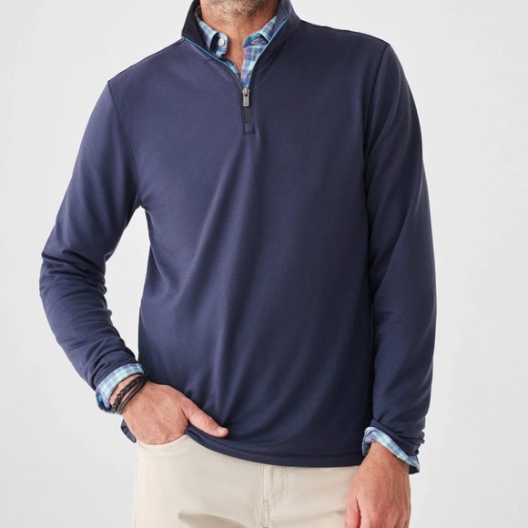 Faherty Mens Movement Performance 1/4 zip pullover xxl navy blue lightweight